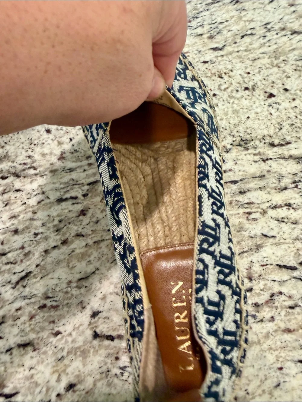 Ralph Lauren Womens Blue Logo Slip On Espadrilles Comfort Shoes Size 9.5